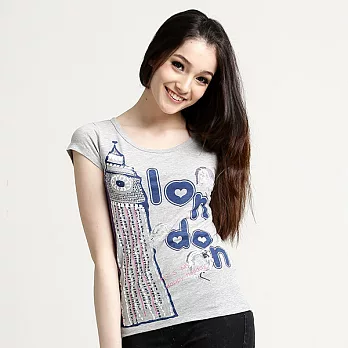 【Bés Carol】女式倫敦短袖T恤S麻灰