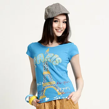 【Bés Carol】女式巴黎短袖T恤S孔雀藍