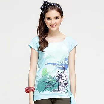 【Bés Carol】女式夢想海灘綁帶上衣S粉藍