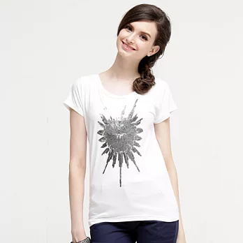 【C.H.K.】女式珠片繡花落肩T恤S白