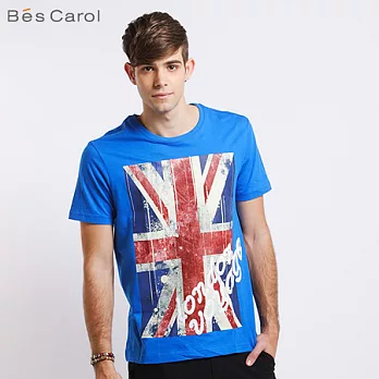 【Bés Carol】男式倫敦短袖T恤L寶藍