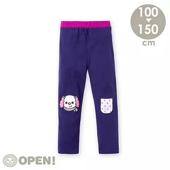 [OPEN小將童裝]小桃馬卡龍色純棉磨毛內搭褲120牛仔藍