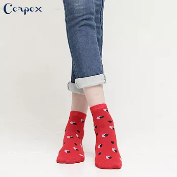 【Corpo X】女款除臭抗菌短襪(愛心)火紅