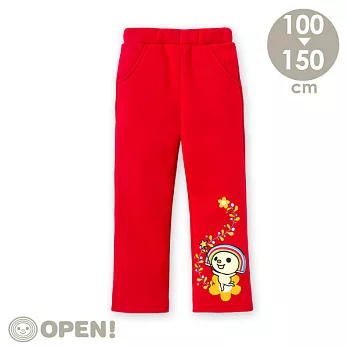 [OPEN小將童裝]OPEN小將花漾厚棉磨毛休閒長褲120紅色