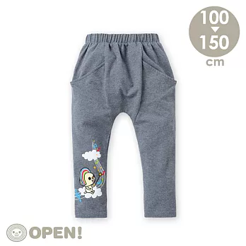 [OPEN小將童裝]OPEN小將雲朵音符仿牛仔布口袋飛鼠褲130麻灰