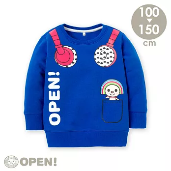 [OPEN小將童裝]OPEN小將流行耳機厚棉磨毛圓領T120寶藍