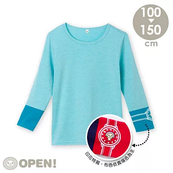 [OPEN小將童裝]OPEN小將馬卡龍色絲柔發熱衣-圓領130TIFFANY綠