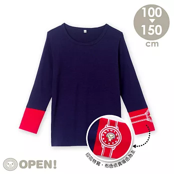 [OPEN小將童裝]OPEN小將馬卡龍色絲柔發熱衣-圓領110丈青