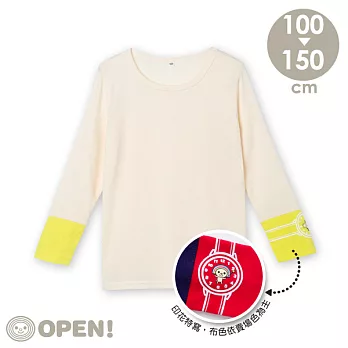 [OPEN小將童裝]OPEN小將馬卡龍色絲柔發熱衣-圓領140米色