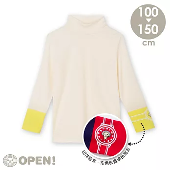[OPEN小將童裝]OPEN小將馬卡龍色絲柔發熱衣-立領120米色