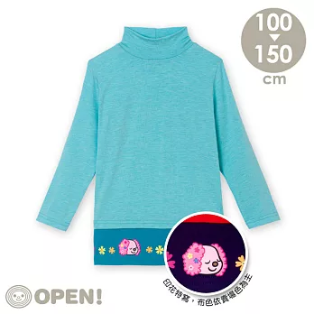 [OPEN小將童裝]小桃馬卡龍色絲柔發熱衣-立領110TIFFANY綠