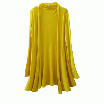 ROSE．韓版簍花垂領針外套4色黃