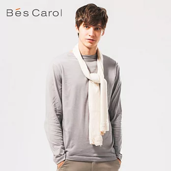 【Bes Carol】男式精梳棉長袖T恤S灰