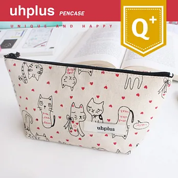 uhplus Q-plus寬底筆袋/ Lovely Kitten