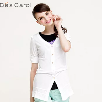 【Bés Carol】女式長款針織外套M白