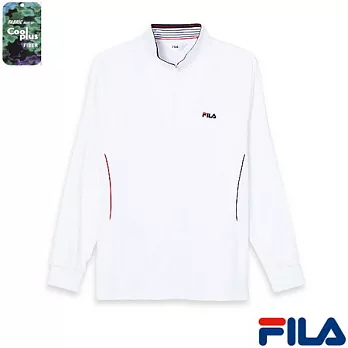 FILA男仕吸濕排汗半開襟休閒衫1TEM-5408-WT-XL經典白
