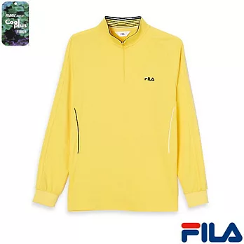 FILA男仕吸濕排汗半開襟休閒衫1TEM-5408-YE-M活力黃
