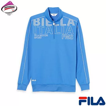 FILA男仕立領半開襟休閒衫1TEM-5443-LP-M運動藍