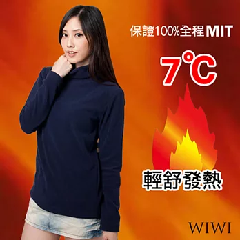 【WIWI】100%MIT輕盈超細搖粒絨高領暖氣發熱衫(經典黑 女M-XL)XL經典黑