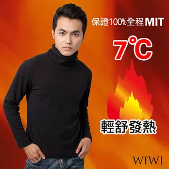 【WIWI】100%MIT輕盈超細搖粒絨高領暖氣發熱衫(經典黑 男M-XL)M經典黑