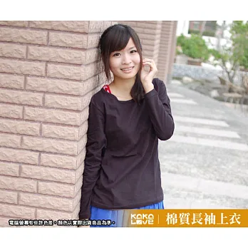 【KAKALOVE】MIT 台灣製造/長袖棉質上衣 黑色素面/秋冬穿搭/內搭T恤 (女-腰身款)S黑色