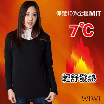 【WIWI】100%MIT輕盈雙面搖粒絨圓領暖氣發熱衫(經典黑 女M-XL)M經典黑