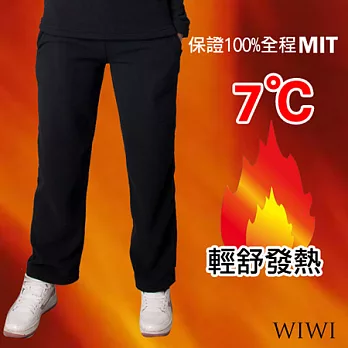 【WIWI】100%MIT輕盈雙面搖粒絨暖氣發熱休閒褲(經典黑 女M-XL)M經典黑