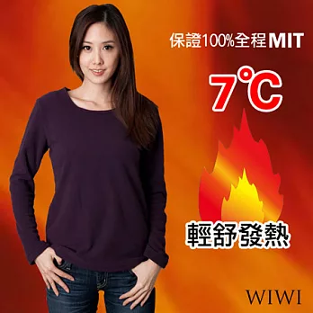 【WIWI】100%MIT輕盈雙面搖粒絨圓領暖氣發熱衫(深葡紫 女M-XL)M深葡紫