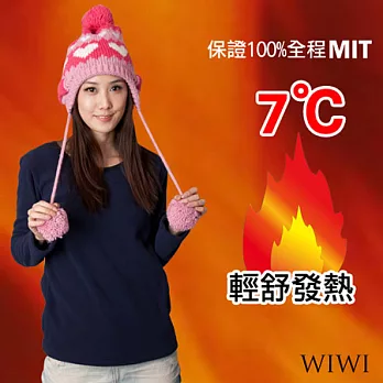 【WIWI】100%MIT輕盈雙面搖粒絨圓領暖氣發熱衫(湛海藍 女M-XL)M湛海藍
