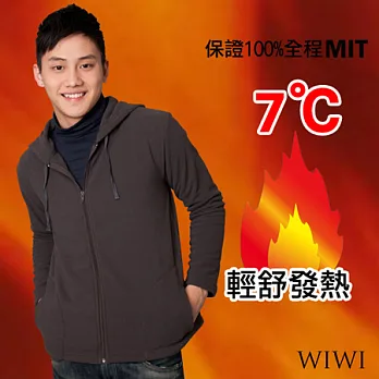 【WIWI】100%MIT輕盈雙面搖粒絨暖氣發熱連帽外套(銀河灰 男M-XL)L銀河灰