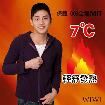 【WIWI】100%MIT輕盈雙面搖粒絨暖氣發熱連帽外套(深葡紫 男M-XL)M深葡紫