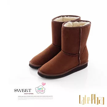 Alice’s Rose基本款百搭短筒內增高雪靴36咖啡色