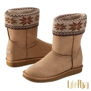 Alice’s Rose雪花襪套短筒內增高雪靴36駝色