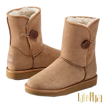 Alice’s Rose玫瑰花釦短筒內增高雪靴36駱駝色