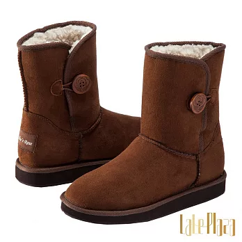 Alice’s Rose玫瑰花釦短筒內增高雪靴36咖啡色