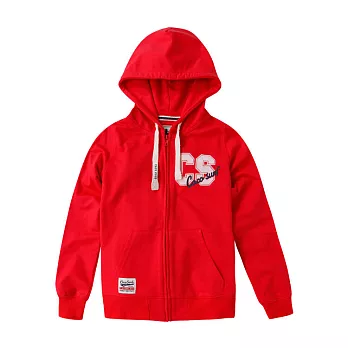 【CACO】LOGO繡花連帽外套S紅