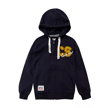 【CACO】LOGO繡花連帽外套S深藍