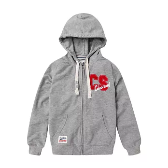 【CACO】LOGO繡花連帽外套S麻花灰