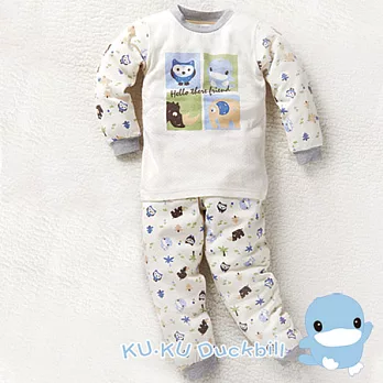 【KU.KU酷咕鴨】秋冬有機棉動物套裝-90藍