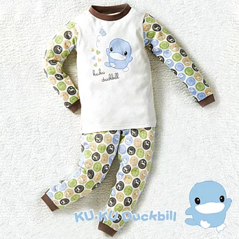 【KU.KU酷咕鴨】秋冬有機棉泡泡套裝-粉90藍