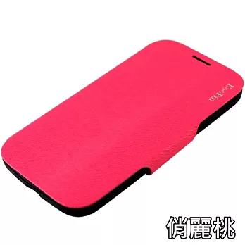 KooPin Apple iPhone 5 /5S 貂紋薄型 可立式側掀皮套俏麗桃