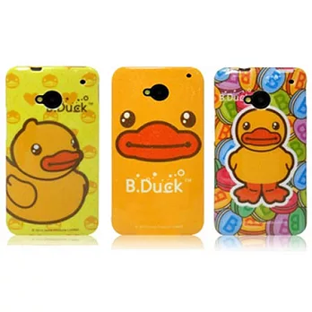 B.Duck黃色小鴨 HTC New One浮雕水貼殼-黃底格紋鴨