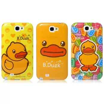 B.Duck黃色小鴨 Samsung Note2浮雕水貼殼-黃底格紋鴨