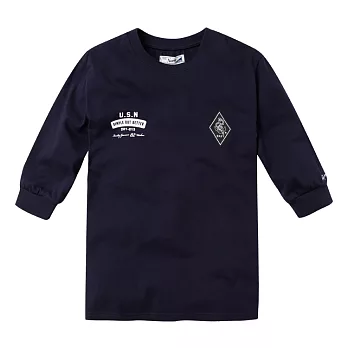 【CACO】MIT 左右胸布章七分袖TXL藍