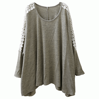 ROSE．韓版浪漫簍空花袖磨毛長版上衣2色 可可系