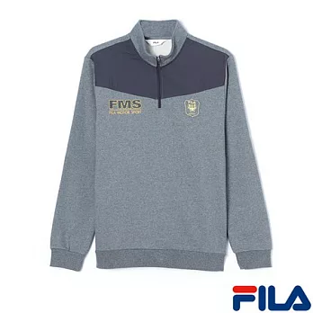 FILA男仕學院風內刷毛上衣1TEM-5444-RG-M簡約灰