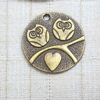貓頭鷹古銅圓片‧輕靈之森手工療癒系