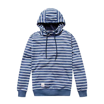 【CACO】條紋補丁長袖帽TM藍