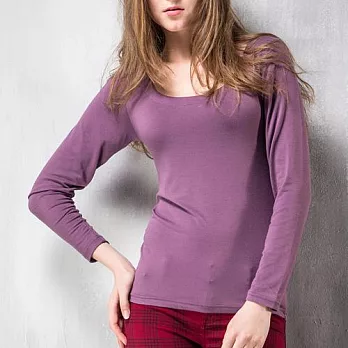 【MORINO】極暖發熱長袖U領衫(女)-紫色S紫色