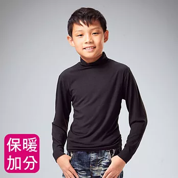 【MORINO】兒童長袖高領發熱衣-黑色L黑色